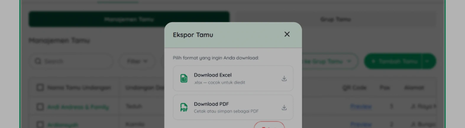 Ekspor Data Tamu